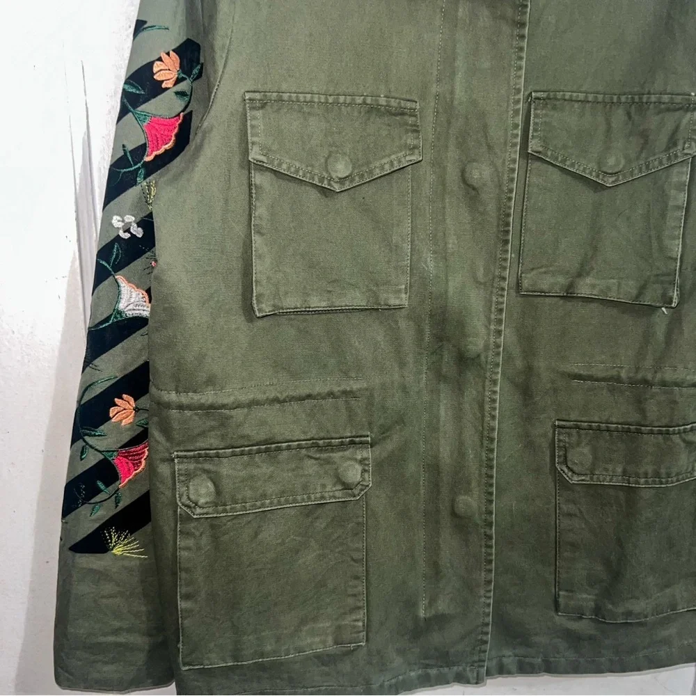En Creme Womens Embroidery Military Jacket - Olive, Size M - Picture 4 of 12